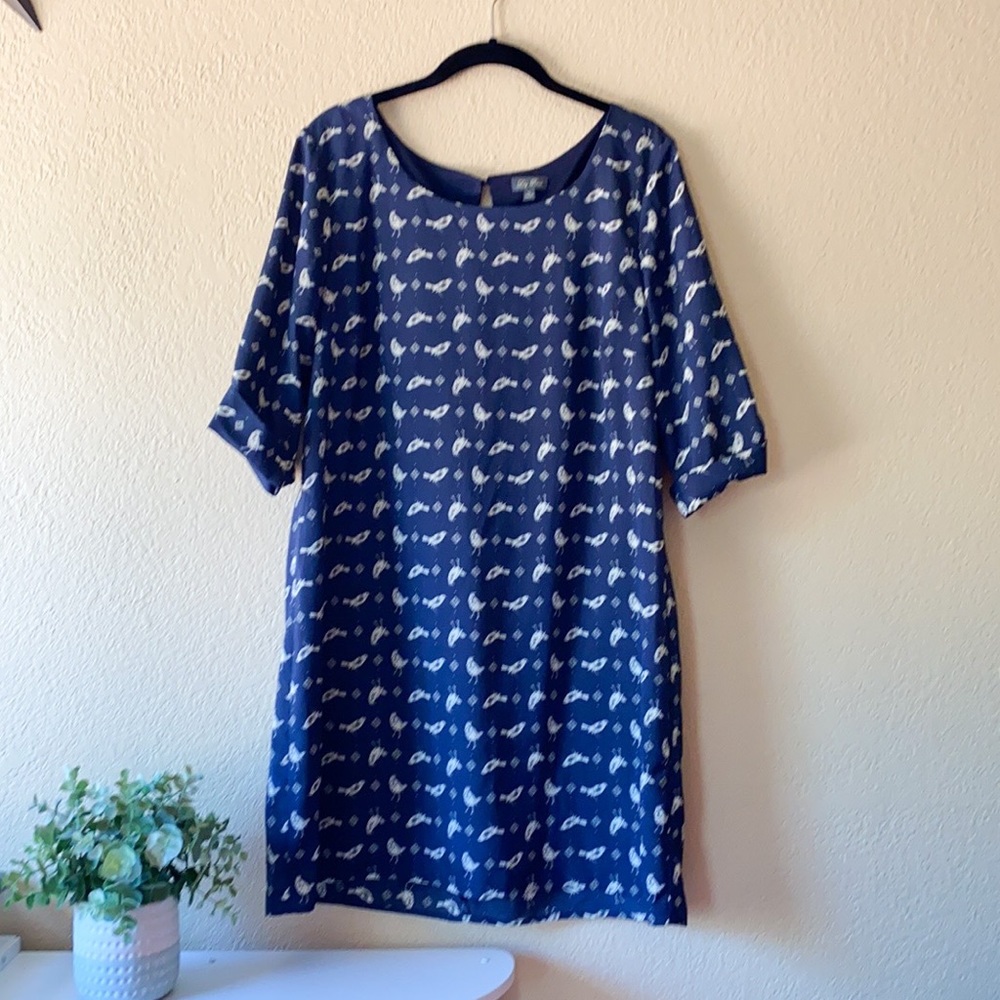 Lily Rose Navy Bird Shift Dress XL